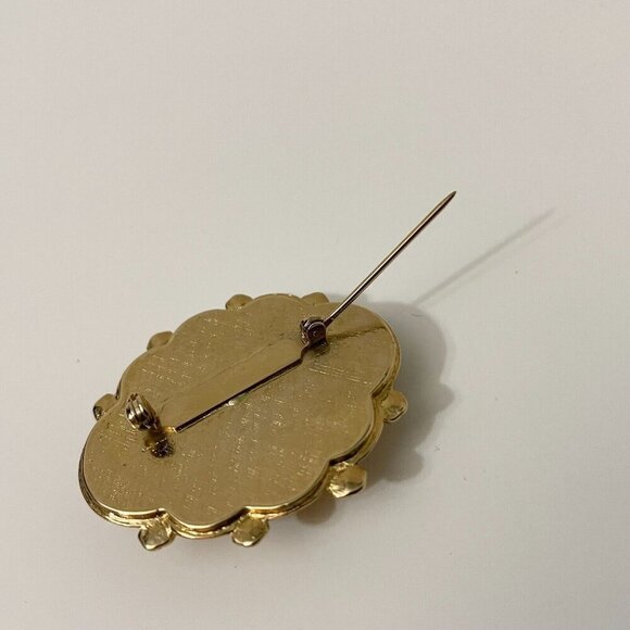 Vintage Cabochon Enamel Brooch Pin Unmarked - Picture 8 of 11